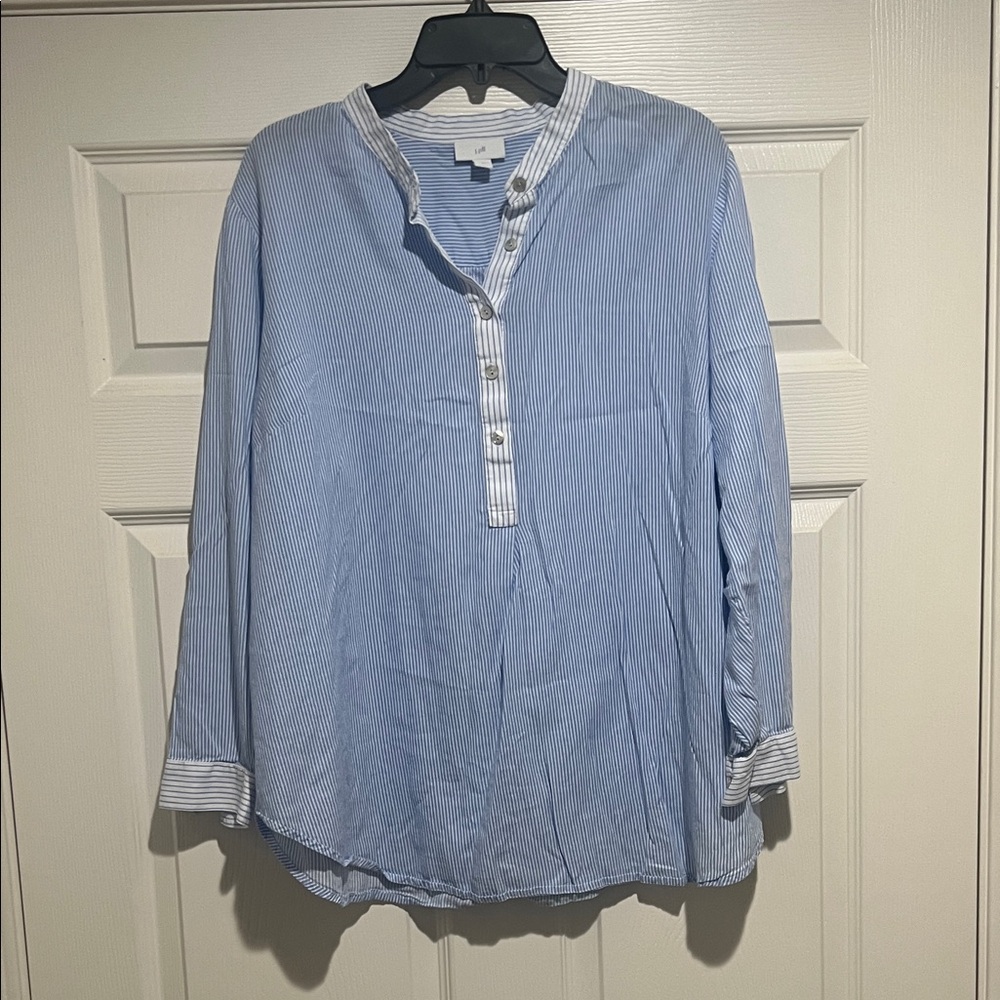 J. Jill Blue Striped Women's Button Down Shirt